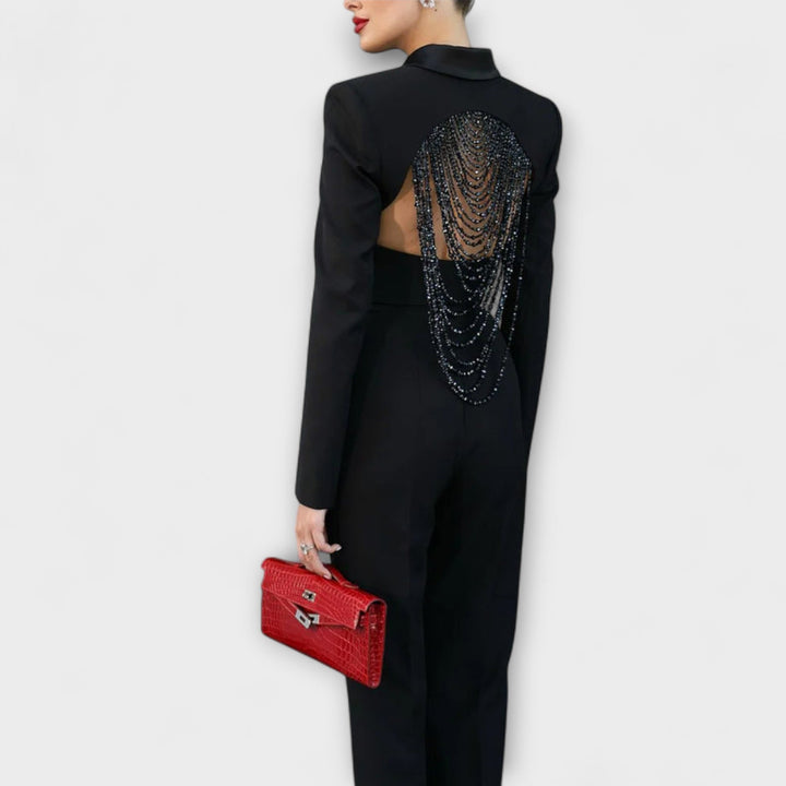 Karolína – Dámský elegantní společenský overal se sakovým střihem