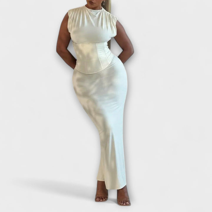 Veronika Elegantní Saténové Šaty s Korseťovým Pasem – Luxusní Styl pro Sebevědomé Žen