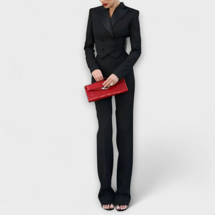 Karolína – Dámský elegantní společenský overal se sakovým střihem