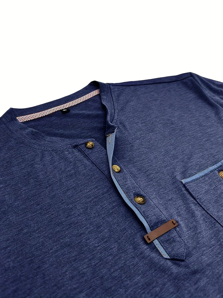 Petr - Prémiové Pánské Tričko s Knoflíky a Kapsou