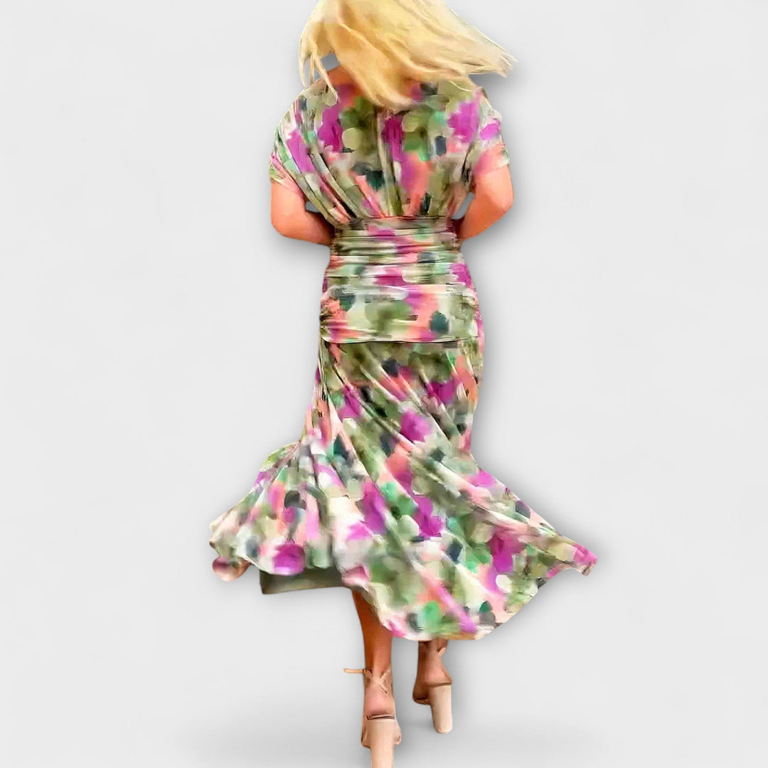 Eliska – Dámské dlouhé květinové šaty s odhalenými rameny