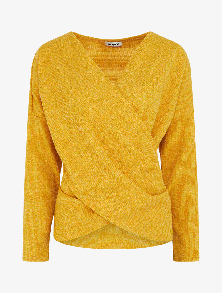 Adéla – Dámský žlutý top s překříženým výstřihem