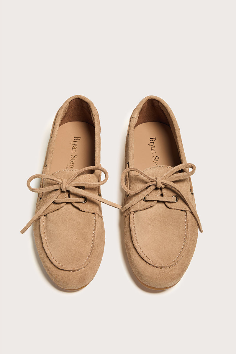 Anna – Dámské béžové mokasíny z broušené kůže