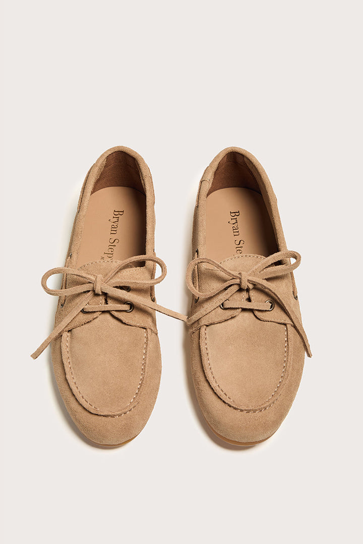 Anna – Dámské béžové mokasíny z broušené kůže