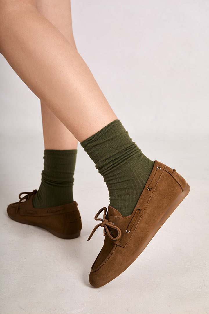 Anna – Dámské semišové mokasíny v karamelové barvě