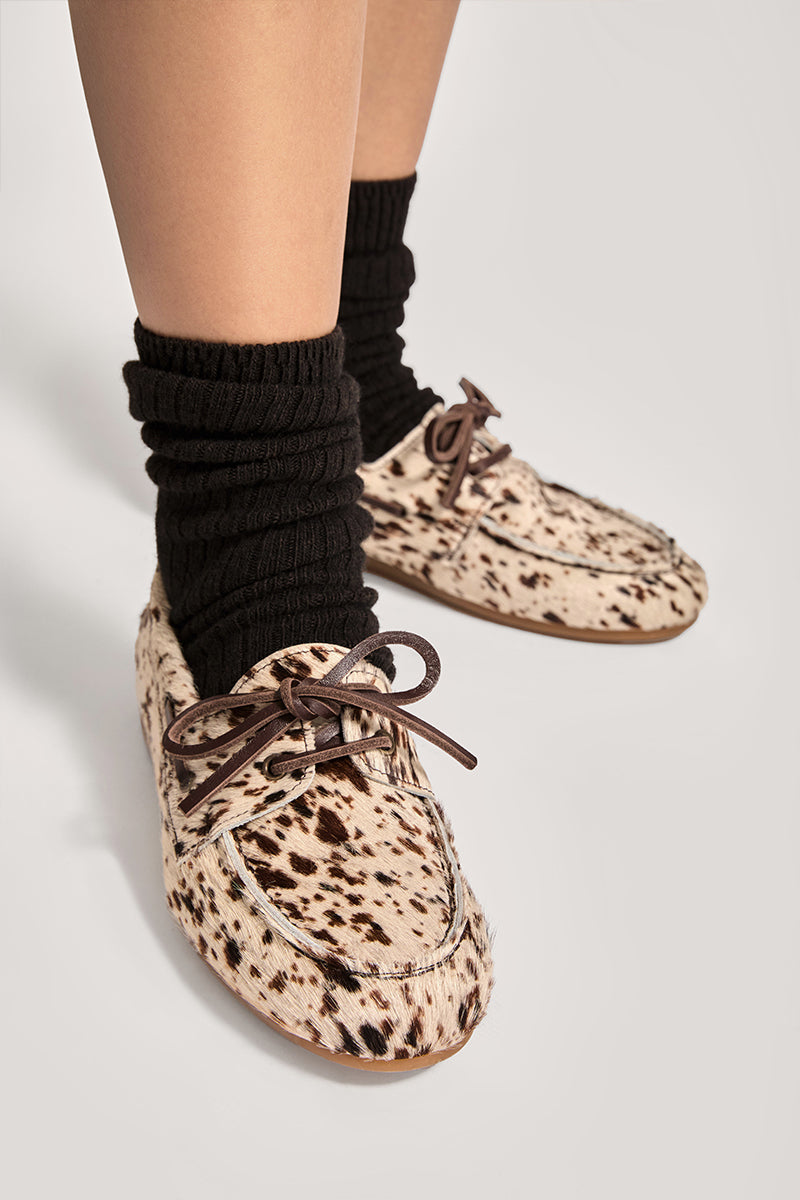 Tereza – Dámské mokasíny s hnědým zvířecím vzorem