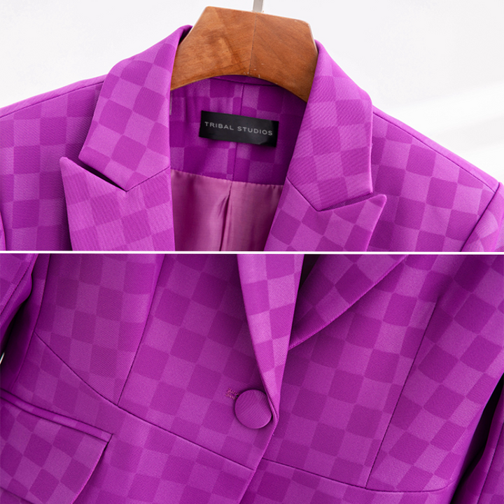 Eliška – Dámské elegantní sako s kostkovaným vzorem