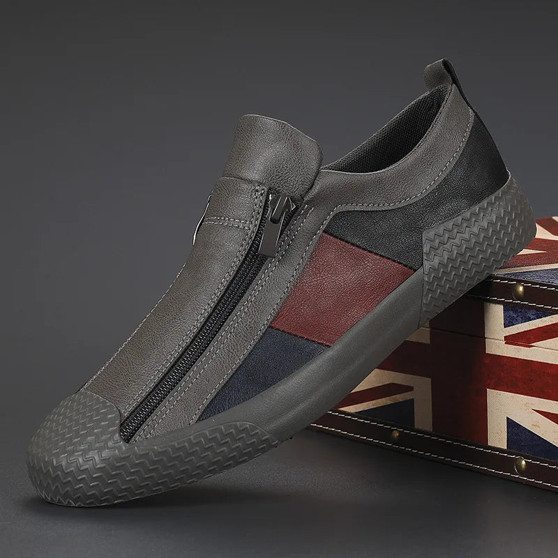 Marek – Stylové pánské kožené tenisky na zip