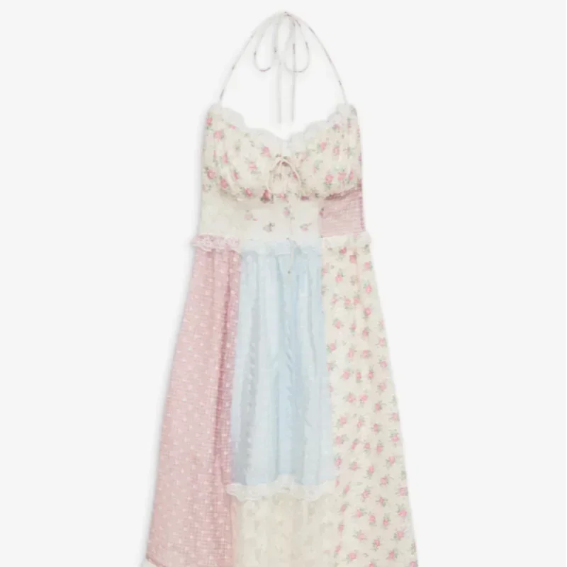 Elena – Romantické patchworkové maxišaty s krajkou a nastavitelnými ramínky