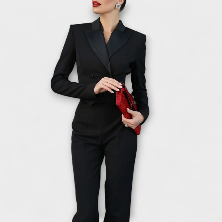 Karolína – Dámský elegantní společenský overal se sakovým střihem