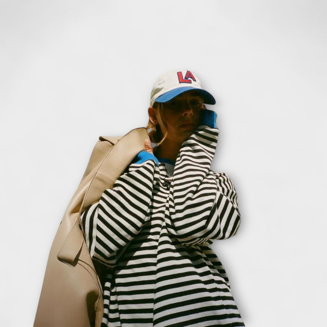 Tereza Dámský Pruhovaný Oversize Svetr – Barevný Ležérní Styl & Maximální Pohodlí