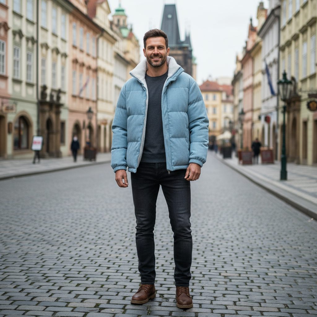 Homem checo com Atlas Corduroy Puffer Jacket